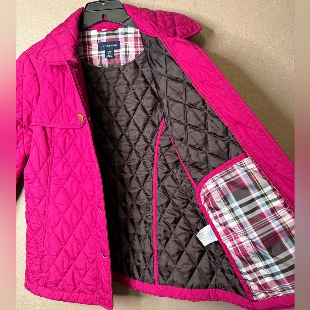 Lands’ End Magenta Pink Quilted Button Up Barn Chore Jacket Women's Size S/P - Picture 13 of 15